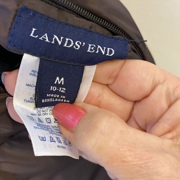 Land’s End Down Down Puffer Coat Zip and Snap Closure  Brown NWOT Medium… - Picture 6 of 12